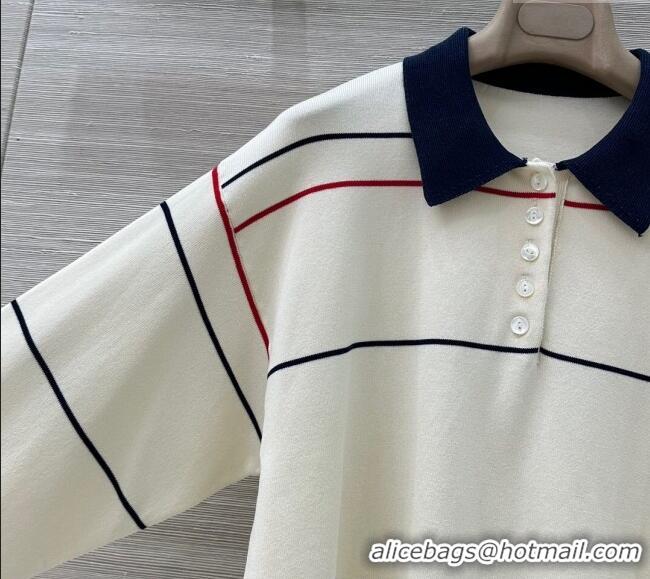 Famous Brand Celine Satin Cotton Polo Knit Shirt 0515 White 2025