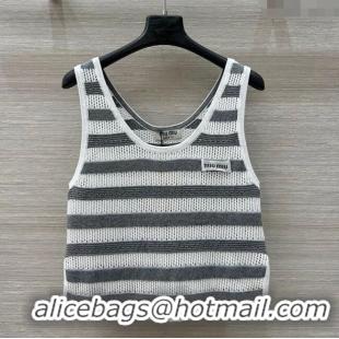 Market Sells Miu Miu Wool Blend Knit Striped Vest 0515 Grey 2025