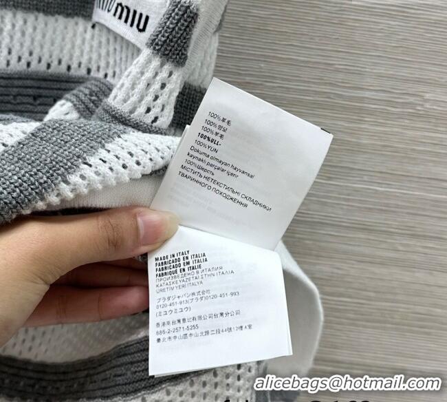 Market Sells Miu Miu Wool Blend Knit Striped Vest 0515 Grey 2025