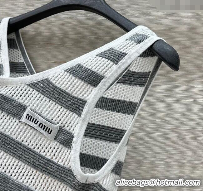 Market Sells Miu Miu Wool Blend Knit Striped Vest 0515 Grey 2025