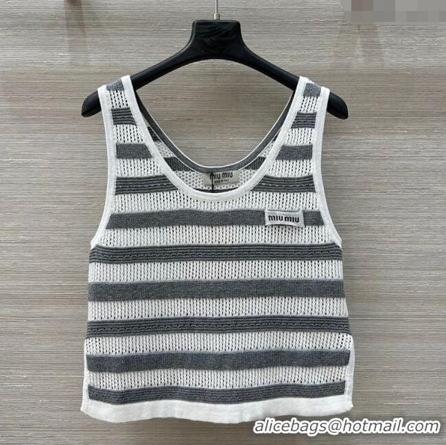 Market Sells Miu Miu Wool Blend Knit Striped Vest 0515 Grey 2025