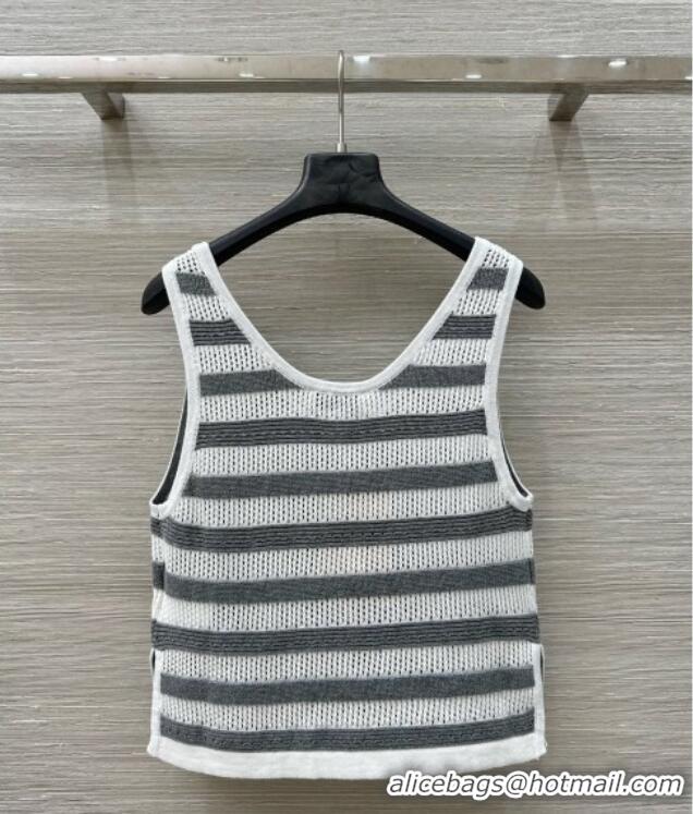Market Sells Miu Miu Wool Blend Knit Striped Vest 0515 Grey 2025