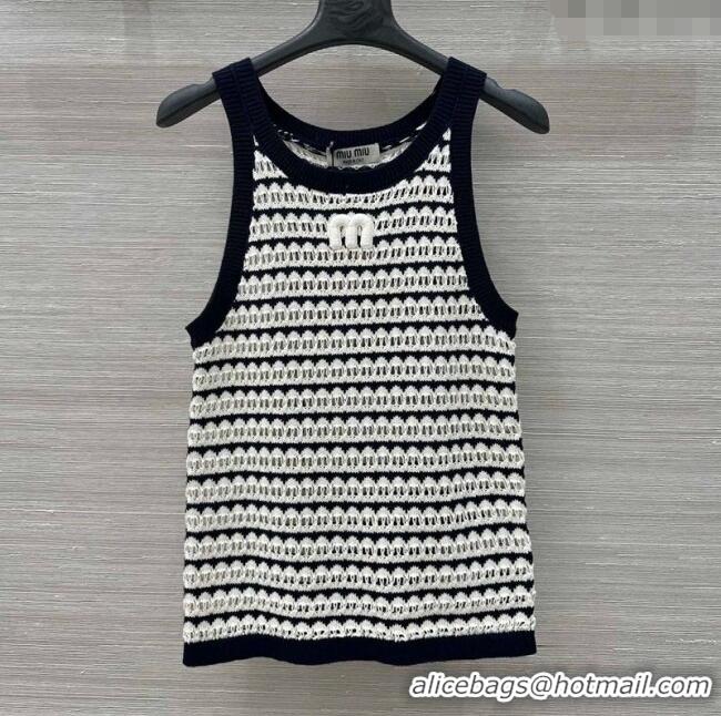 Good Product Miu Miu Wool Knit Striped Vest 15070 Black/White 2025