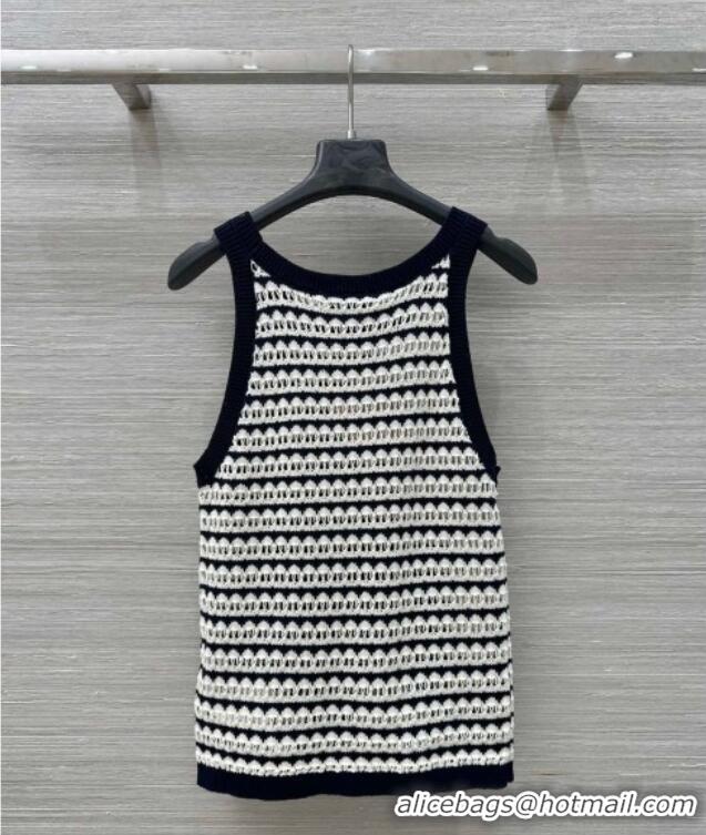 Good Product Miu Miu Wool Knit Striped Vest 15070 Black/White 2025