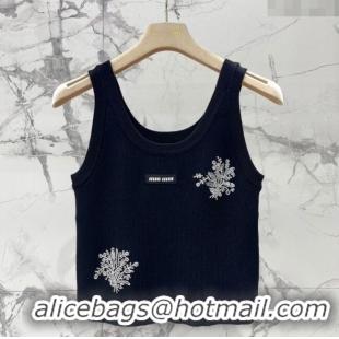 ​Buy Discount Miu Miu Knit Vest with Beads 0515 Black 2025