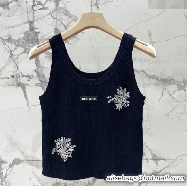 ​Buy Discount Miu Miu Knit Vest with Beads 0515 Black 2025
