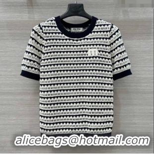 Modern Classic Miu Miu Wool Knit Striped Top 0515 Black/White 2025