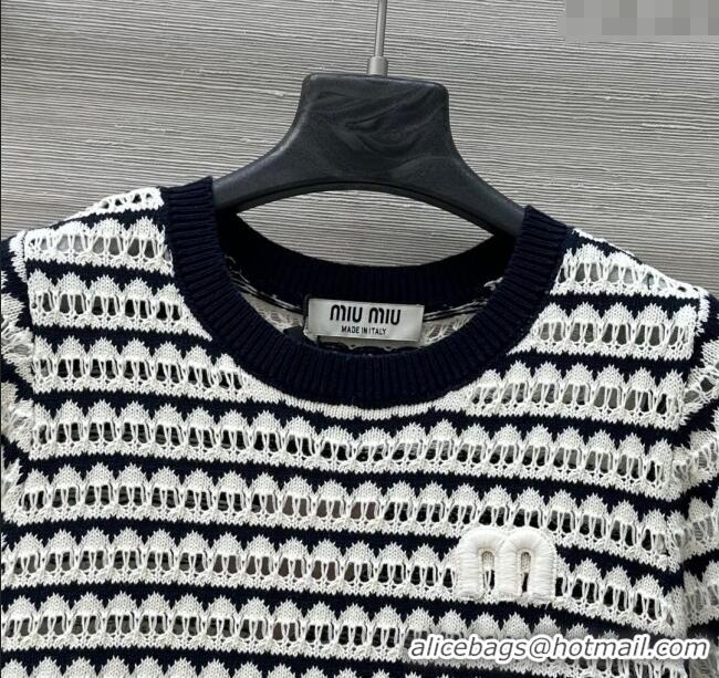 Modern Classic Miu Miu Wool Knit Striped Top 0515 Black/White 2025