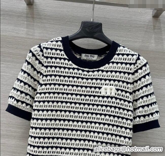 Modern Classic Miu Miu Wool Knit Striped Top 0515 Black/White 2025