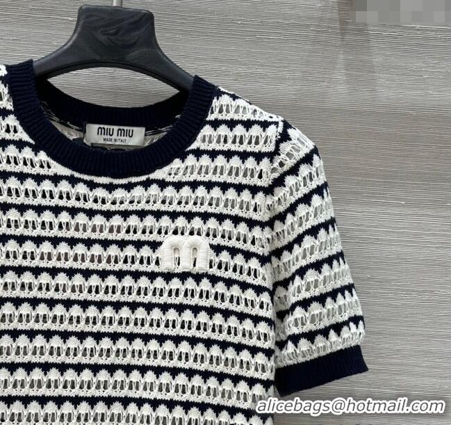 Modern Classic Miu Miu Wool Knit Striped Top 0515 Black/White 2025