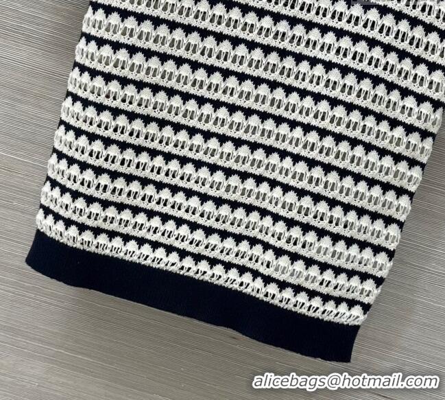 Modern Classic Miu Miu Wool Knit Striped Top 0515 Black/White 2025