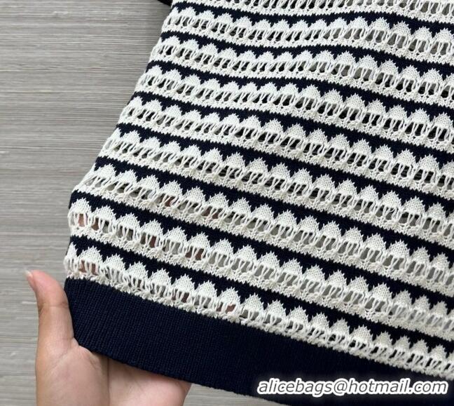 Modern Classic Miu Miu Wool Knit Striped Top 0515 Black/White 2025