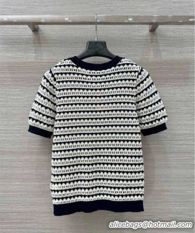 Modern Classic Miu Miu Wool Knit Striped Top 0515 Black/White 2025