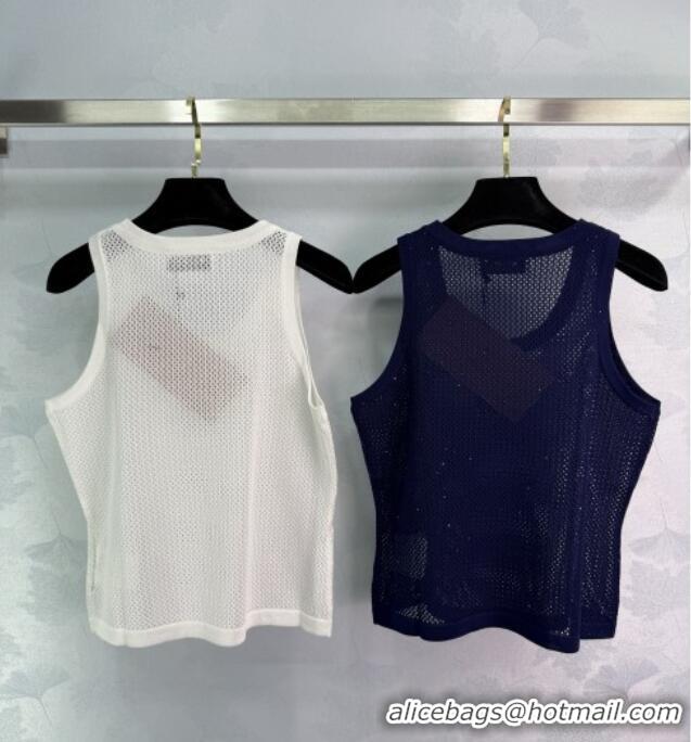 Classic Discount Miu Miu Mesh Vest 0515 White/Blue 2025