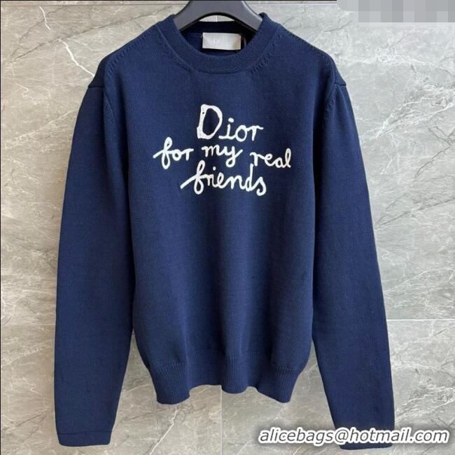 New Release Creation Dior Cotton Sweatshirt 0515 Navy Blue 2025