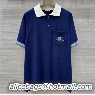 Top Grade Dior Cotton Polo Shirt 5065 Navy Blue 2025 (For Women and Men)
