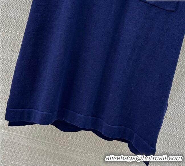 Top Grade Dior Cotton Polo Shirt 5065 Navy Blue 2025 (For Women and Men)