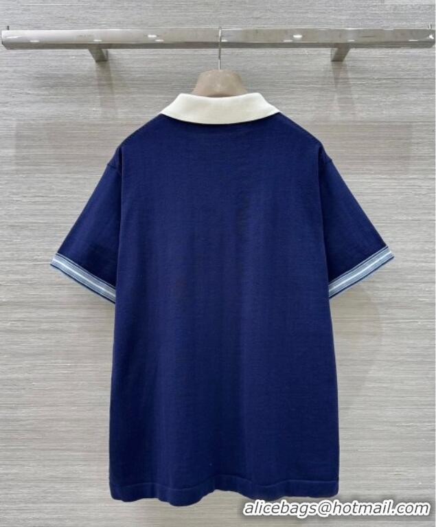 Top Grade Dior Cotton Polo Shirt 5065 Navy Blue 2025 (For Women and Men)