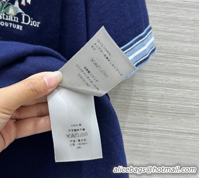 Top Grade Dior Cotton Polo Shirt 5065 Navy Blue 2025 (For Women and Men)