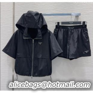 Top Grade Prada Jacket and Shorts Set 0515 Black 2025