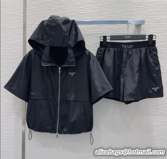Top Grade Prada Jacket and Shorts Set 0515 Black 2025