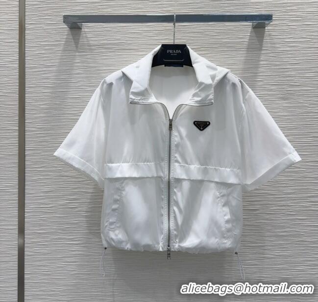 Low Cost Prada Jacket and Shorts Set 0515 White 2025