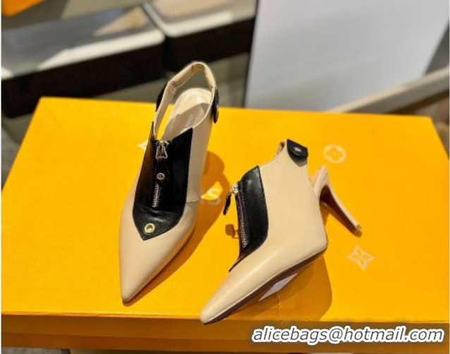 Unique Style Louis Vuitton Allure Slingback Pumps 8.5cm in Calf Leather Beige 0222001