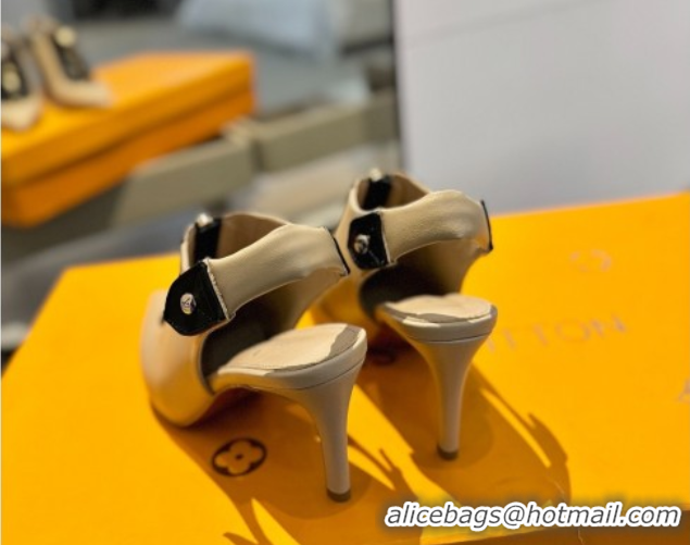 Unique Style Louis Vuitton Allure Slingback Pumps 8.5cm in Calf Leather Beige 0222001