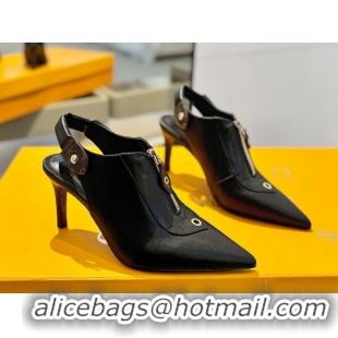 Stylish Louis Vuitton Allure Slingback Pumps 8.5cm in Calf Leather Black 0222002