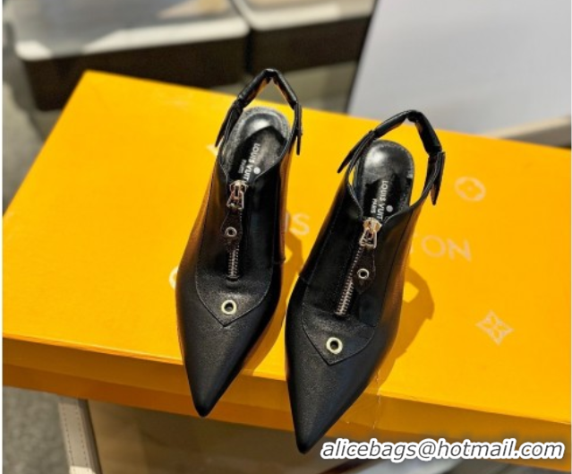Stylish Louis Vuitton Allure Slingback Pumps 8.5cm in Calf Leather Black 0222002