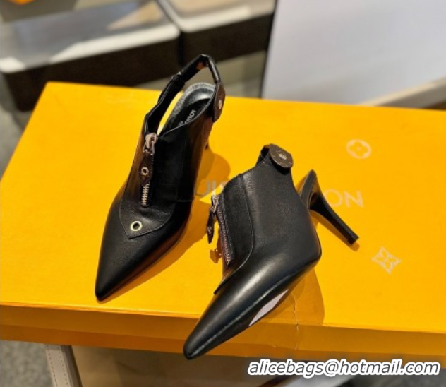 Stylish Louis Vuitton Allure Slingback Pumps 8.5cm in Calf Leather Black 0222002