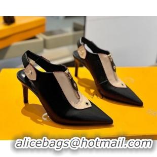 Sumptuous Louis Vuitton Allure Slingback Pumps 8.5cm in Calf Leather Black/Nude 0222003