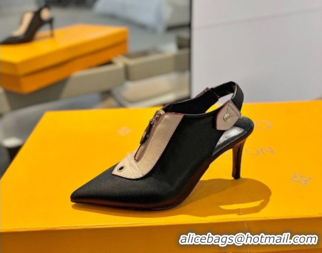 Sumptuous Louis Vuitton Allure Slingback Pumps 8.5cm in Calf Leather Black/Nude 0222003