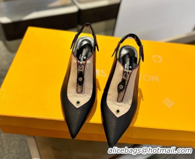 Sumptuous Louis Vuitton Allure Slingback Pumps 8.5cm in Calf Leather Black/Nude 0222003