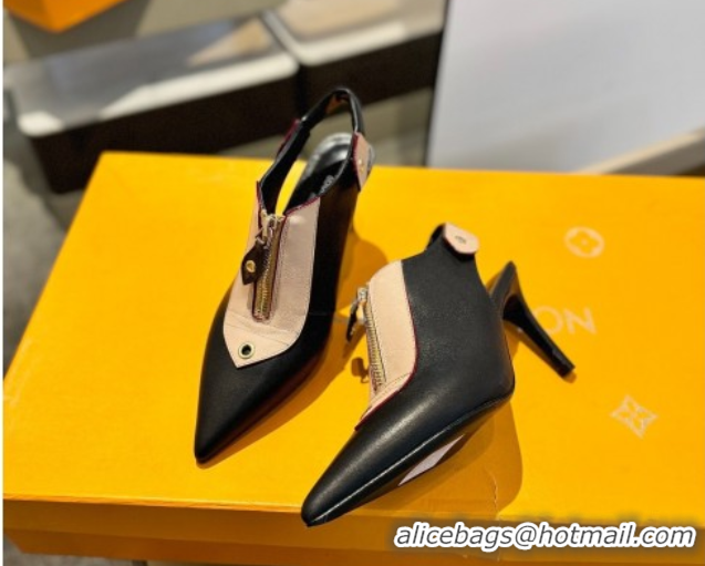 Sumptuous Louis Vuitton Allure Slingback Pumps 8.5cm in Calf Leather Black/Nude 0222003