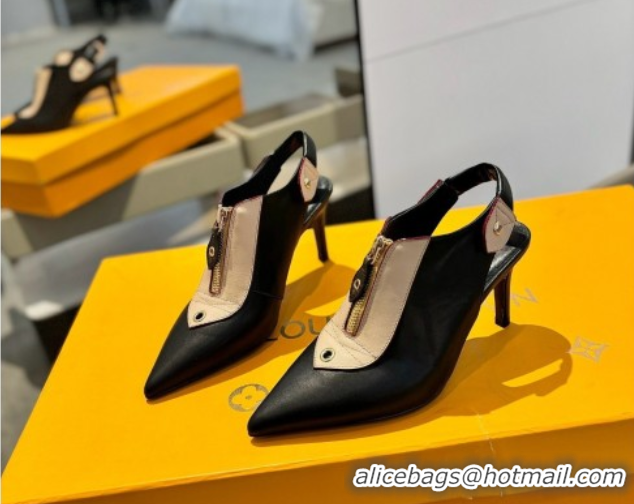 Sumptuous Louis Vuitton Allure Slingback Pumps 8.5cm in Calf Leather Black/Nude 0222003