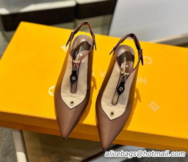 Purchase Louis Vuitton Allure Slingback Pumps 8.5cm in Calf Leather Brown 0222004