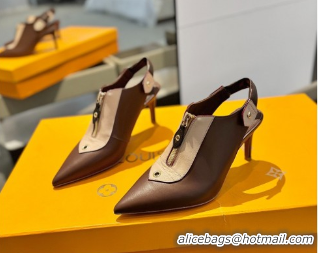 Purchase Louis Vuitton Allure Slingback Pumps 8.5cm in Calf Leather Brown 0222004