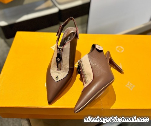 Purchase Louis Vuitton Allure Slingback Pumps 8.5cm in Calf Leather Brown 0222004