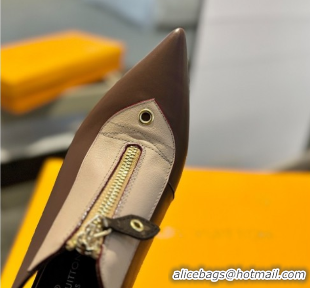 Purchase Louis Vuitton Allure Slingback Pumps 8.5cm in Calf Leather Brown 0222004
