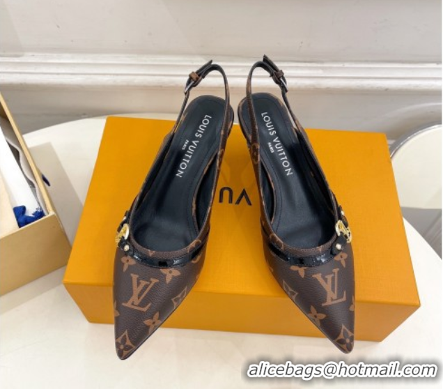 Perfect Louis Vuitton 6AM Slingback Pumps 5.5cm in Monogram Canvas 0222006