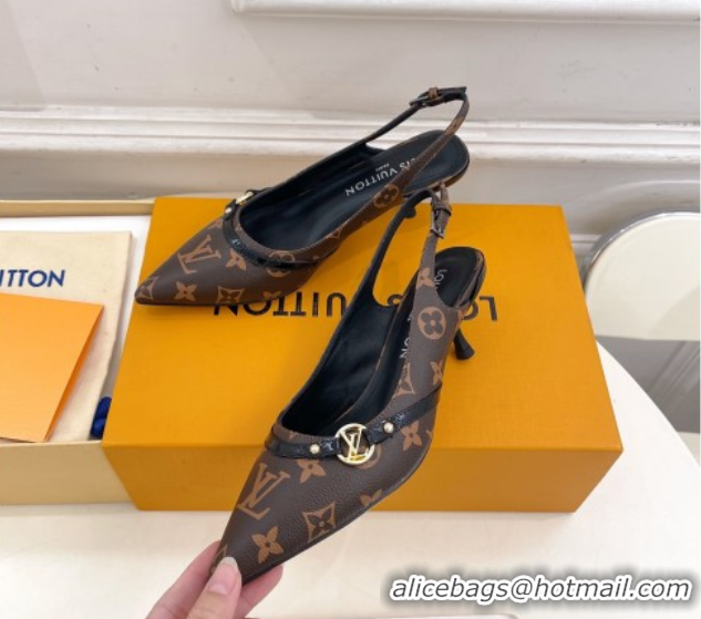 Perfect Louis Vuitton 6AM Slingback Pumps 5.5cm in Monogram Canvas 0222006