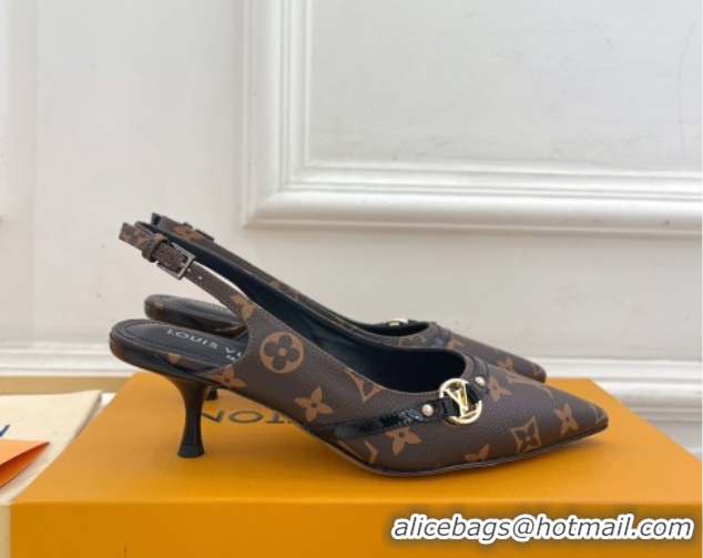 Perfect Louis Vuitton 6AM Slingback Pumps 5.5cm in Monogram Canvas 0222006