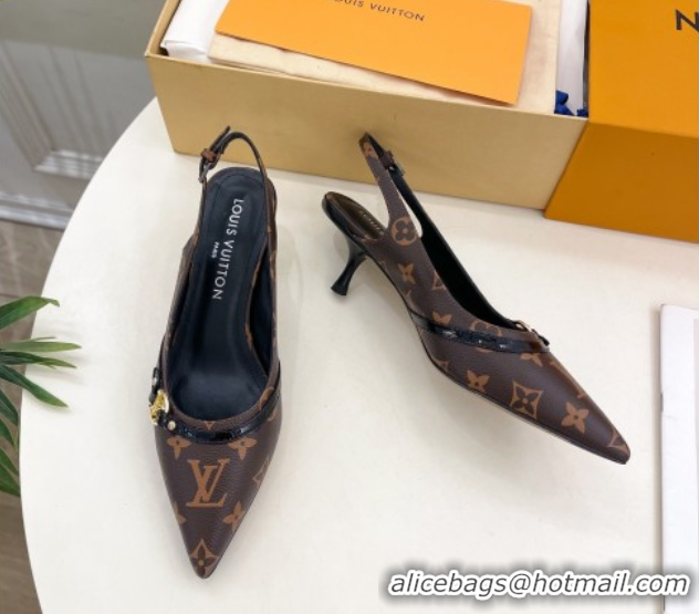 Perfect Louis Vuitton 6AM Slingback Pumps 5.5cm in Monogram Canvas 0222006