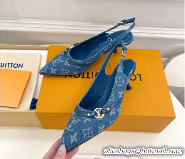 Best Product Louis Vuitton 6AM Slingback Pumps 5.5cm in Blue Monogram Denim 0222007