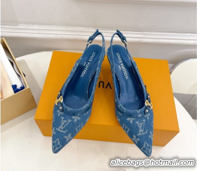 Best Product Louis Vuitton 6AM Slingback Pumps 5.5cm in Blue Monogram Denim 0222007