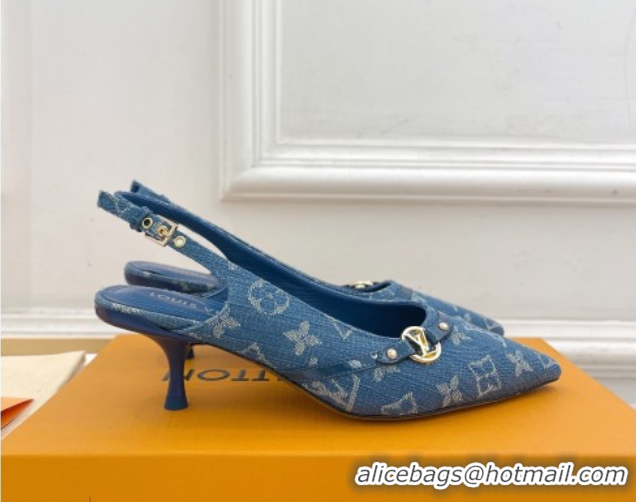Best Product Louis Vuitton 6AM Slingback Pumps 5.5cm in Blue Monogram Denim 0222007