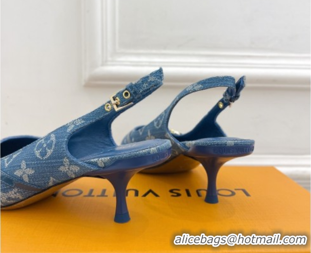 Best Product Louis Vuitton 6AM Slingback Pumps 5.5cm in Blue Monogram Denim 0222007
