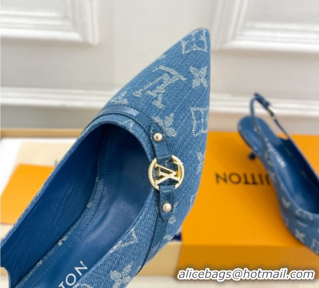 Best Product Louis Vuitton 6AM Slingback Pumps 5.5cm in Blue Monogram Denim 0222007