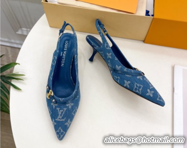 Best Product Louis Vuitton 6AM Slingback Pumps 5.5cm in Blue Monogram Denim 0222007